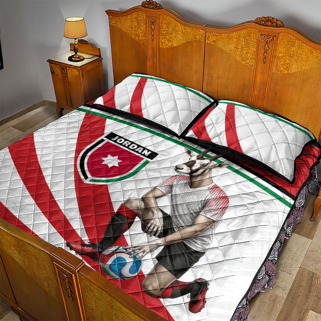 Jordan Football Oryx Mascot Quilt Bed Set Patriotic Diagonal Stripe Athletic Graphic