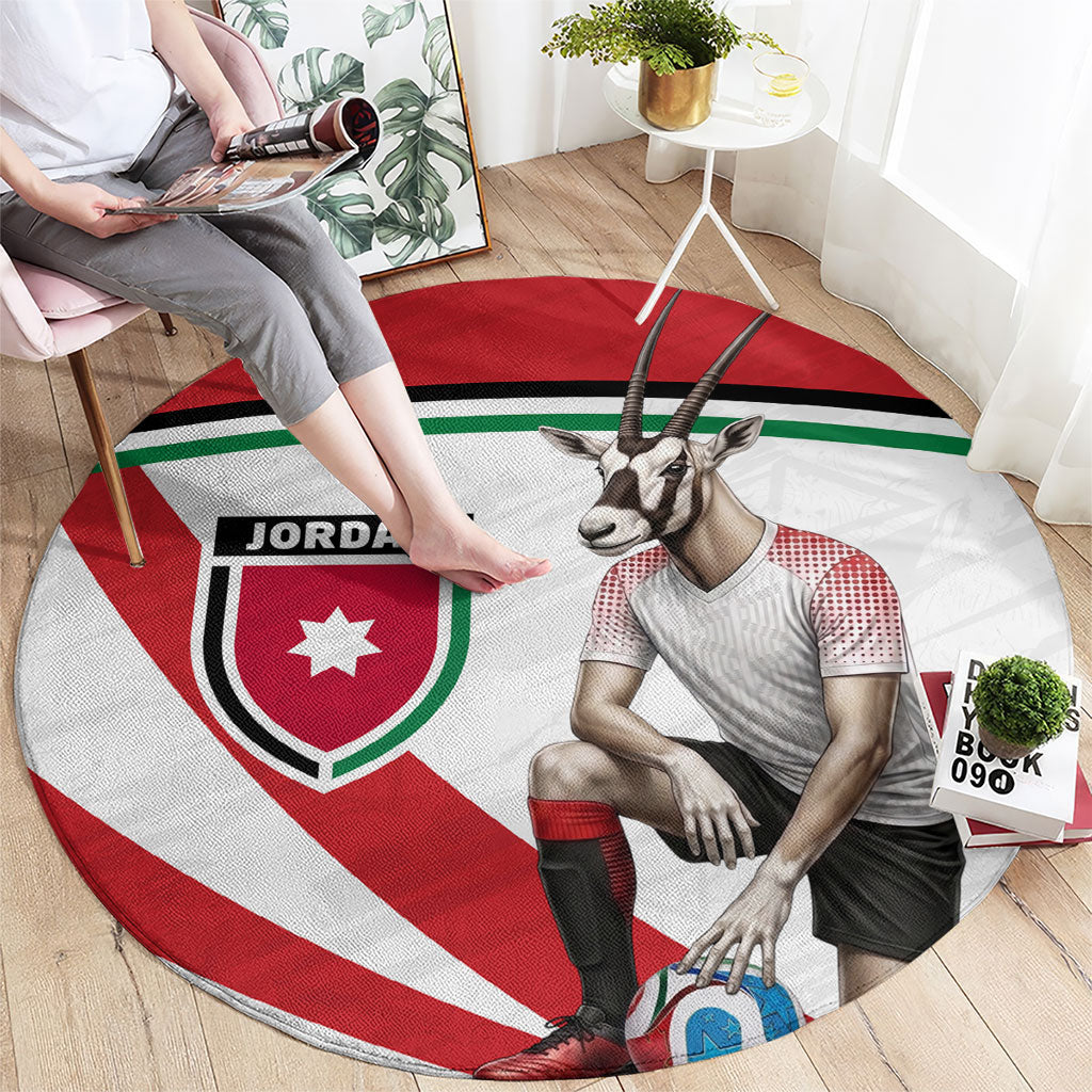 Jordan Football Oryx Mascot Round Carpet Patriotic Diagonal Stripe Athletic Graphic