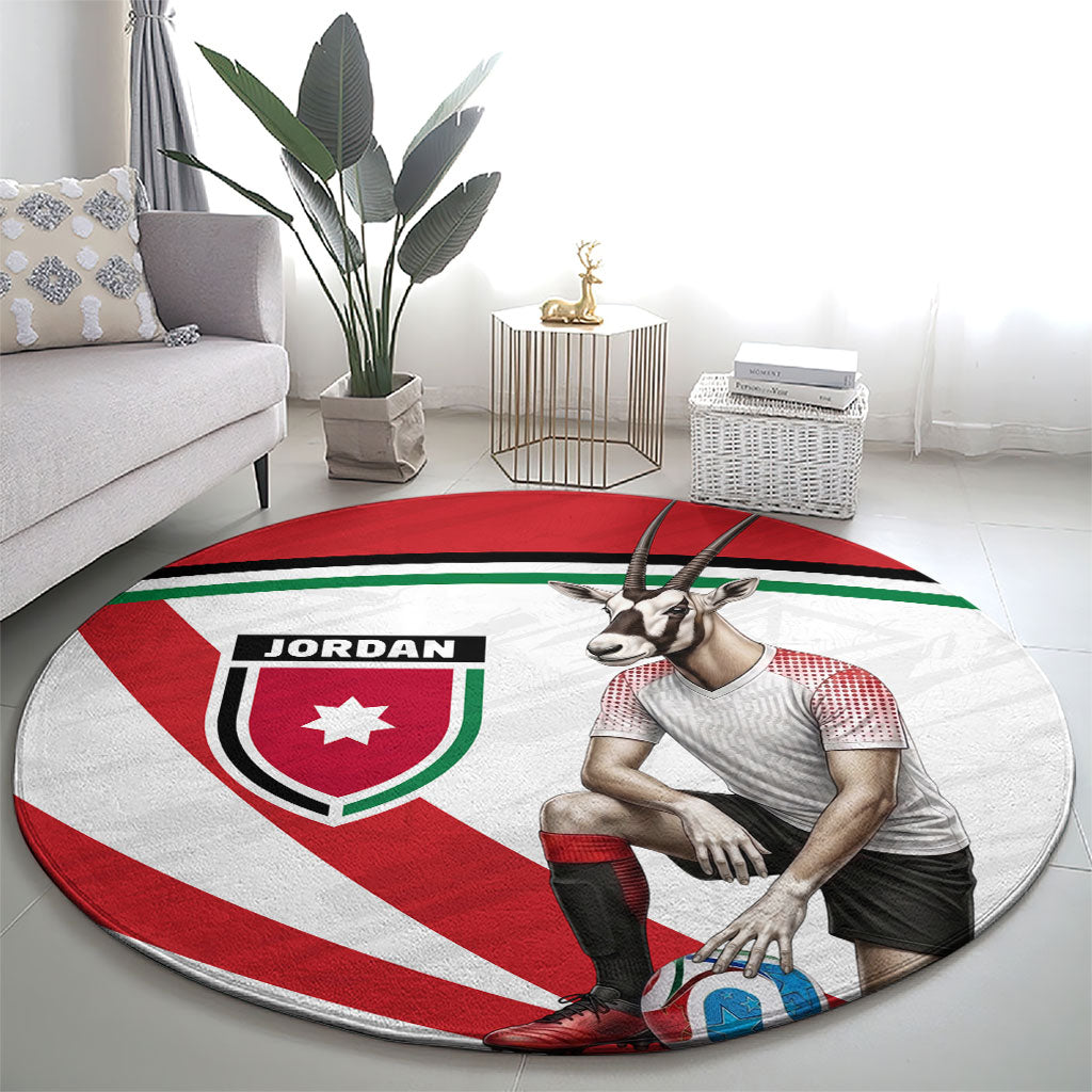 Jordan Football Oryx Mascot Round Carpet Patriotic Diagonal Stripe Athletic Graphic
