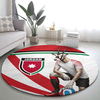 Jordan Football Oryx Mascot Round Carpet Patriotic Diagonal Stripe Athletic Graphic