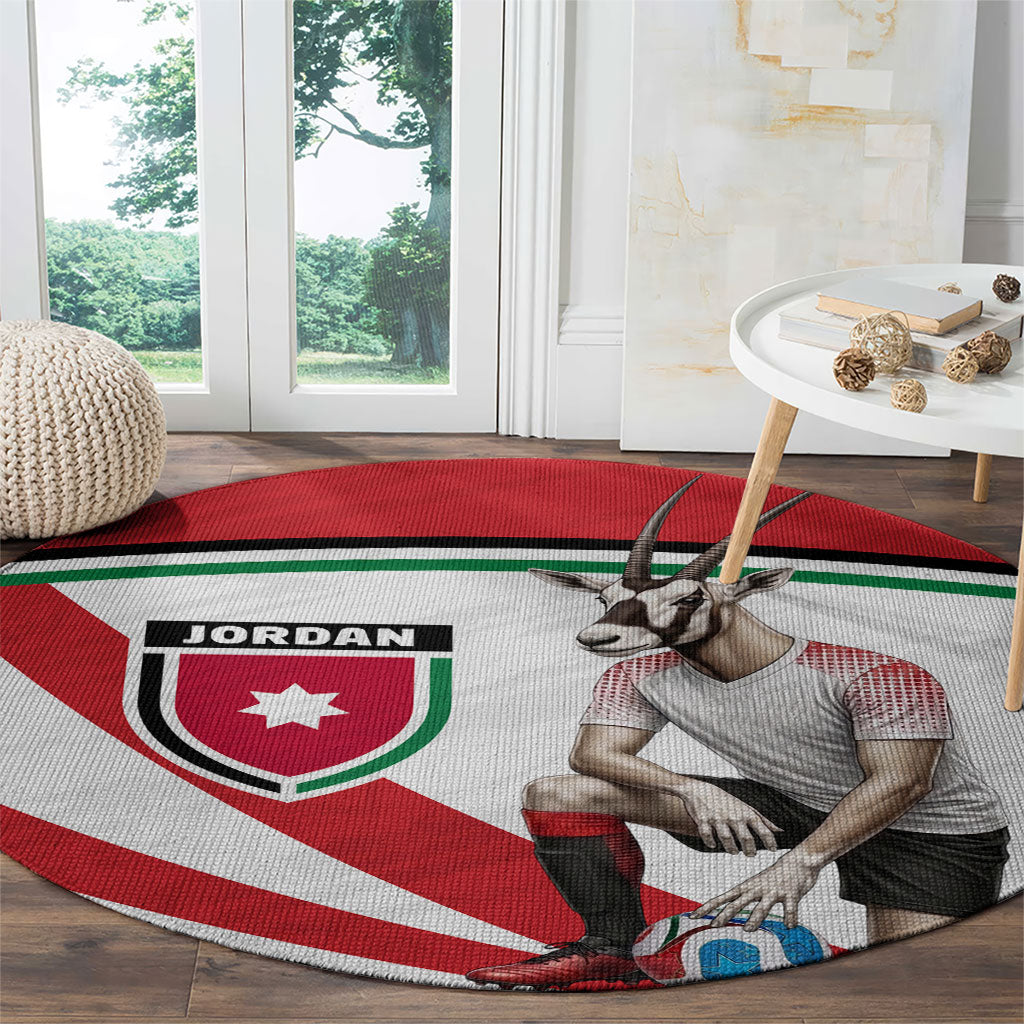 Jordan Football Oryx Mascot Round Carpet Patriotic Diagonal Stripe Athletic Graphic