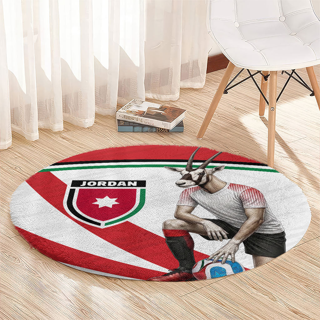Jordan Football Oryx Mascot Round Carpet Patriotic Diagonal Stripe Athletic Graphic