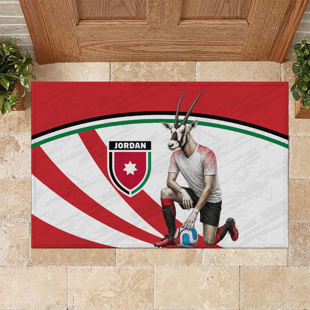 Jordan Football Oryx Mascot Rubber Doormat Patriotic Diagonal Stripe Athletic Graphic
