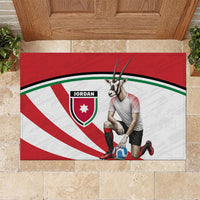 Jordan Football Oryx Mascot Rubber Doormat Patriotic Diagonal Stripe Athletic Graphic