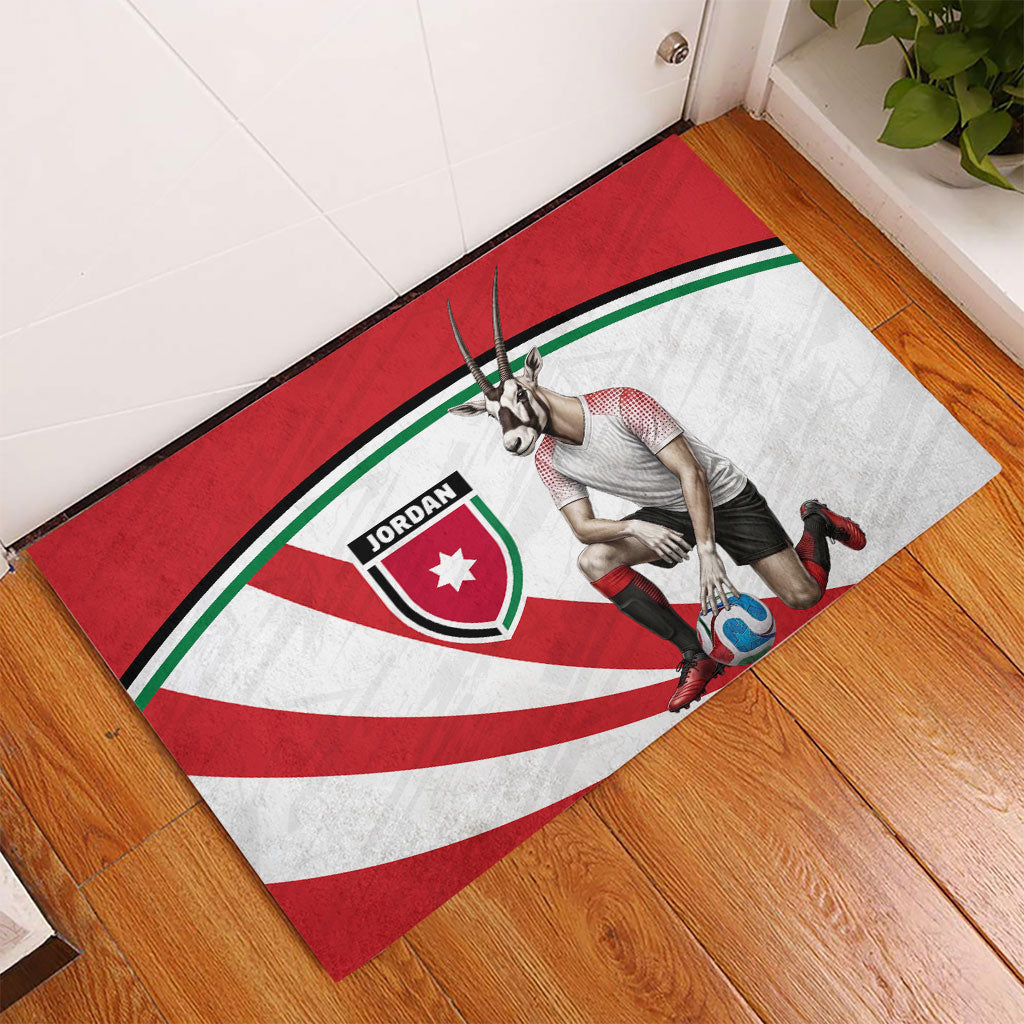 Jordan Football Oryx Mascot Rubber Doormat Patriotic Diagonal Stripe Athletic Graphic