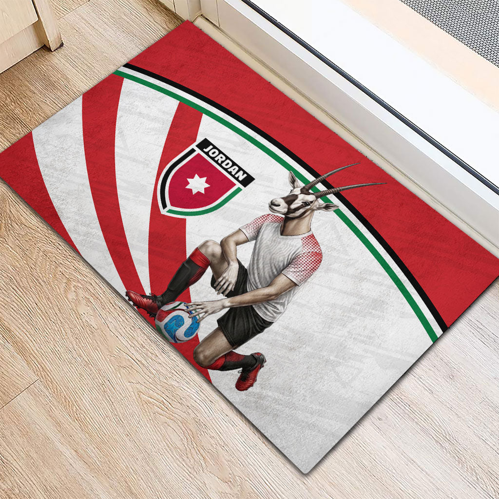 Jordan Football Oryx Mascot Rubber Doormat Patriotic Diagonal Stripe Athletic Graphic