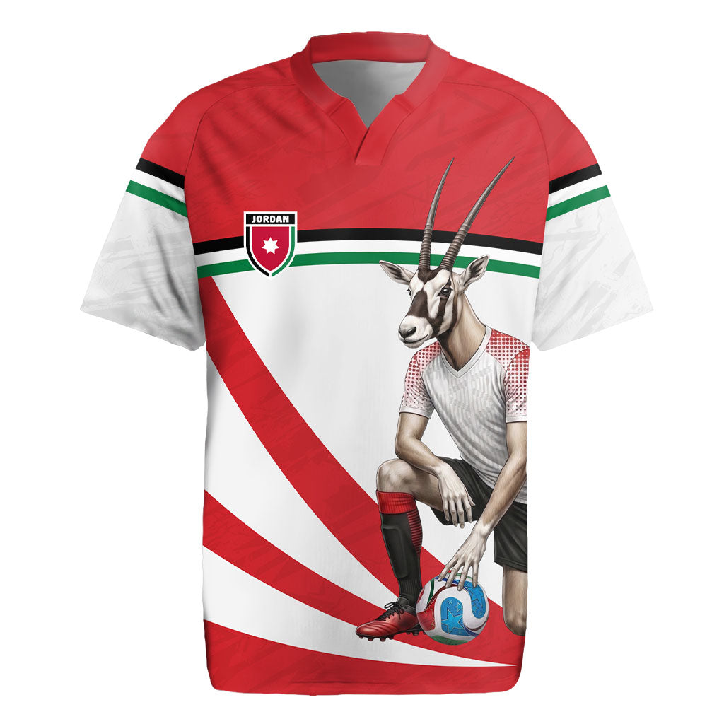 Personalized Jordan Football Oryx Mascot Rugby Jersey Patriotic Diagonal Stripe Athletic Graphic