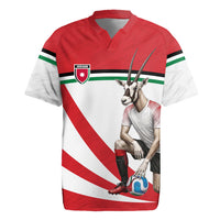 Personalized Jordan Football Oryx Mascot Rugby Jersey Patriotic Diagonal Stripe Athletic Graphic