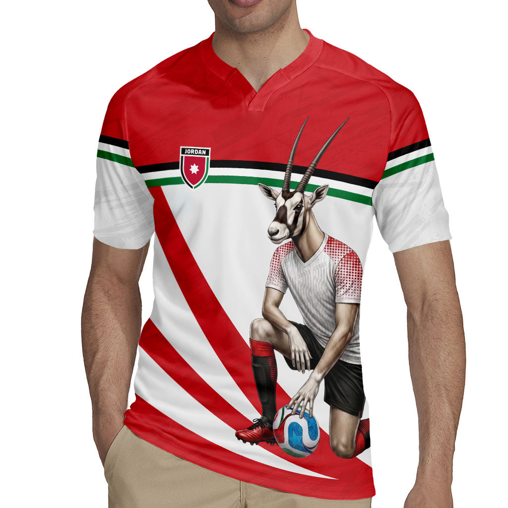Personalized Jordan Football Oryx Mascot Rugby Jersey Patriotic Diagonal Stripe Athletic Graphic