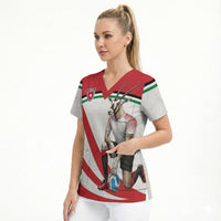 Personalized Jordan Football Oryx Mascot Scrub Top Patriotic Diagonal Stripe Athletic Graphic