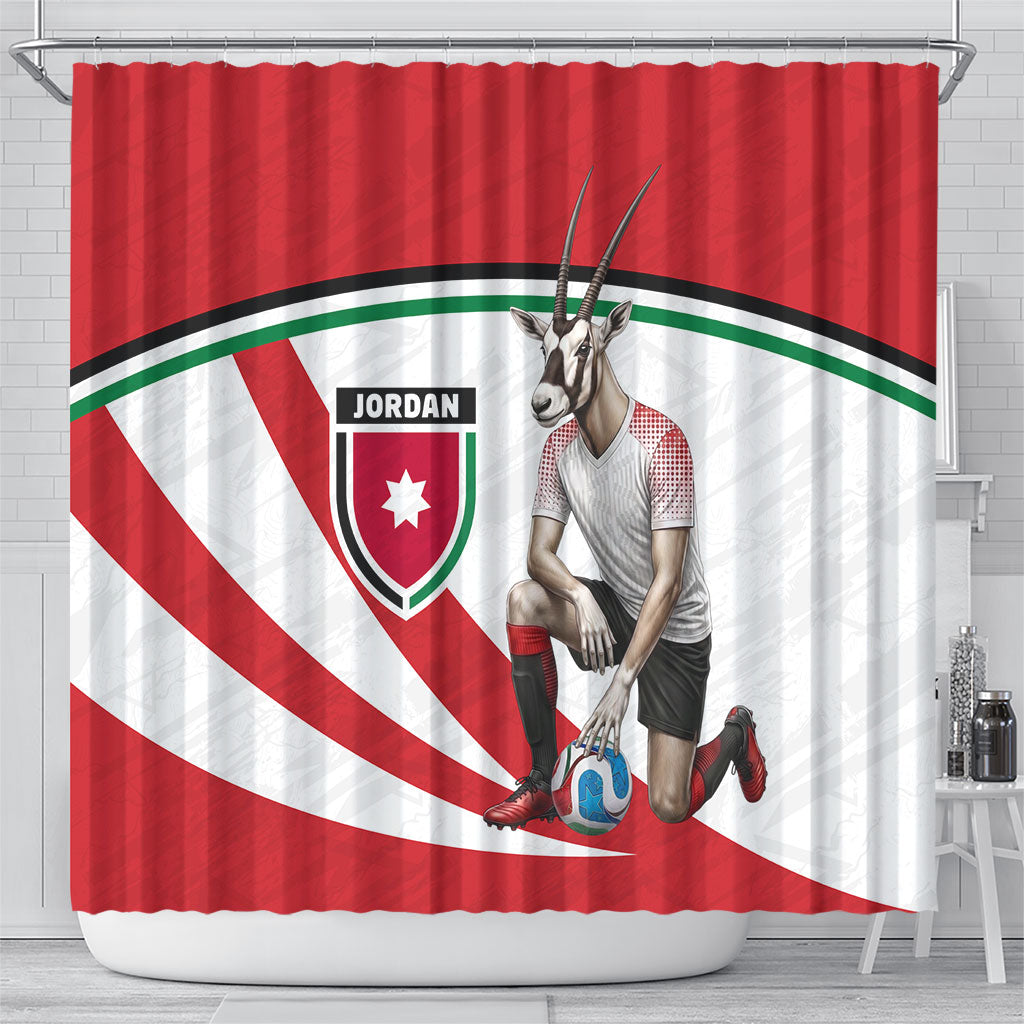 Jordan Football Oryx Mascot Shower Curtain Patriotic Diagonal Stripe Athletic Graphic