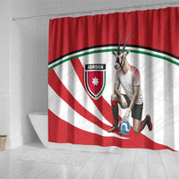 Jordan Football Oryx Mascot Shower Curtain Patriotic Diagonal Stripe Athletic Graphic