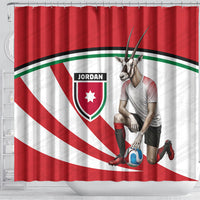 Jordan Football Oryx Mascot Shower Curtain Patriotic Diagonal Stripe Athletic Graphic
