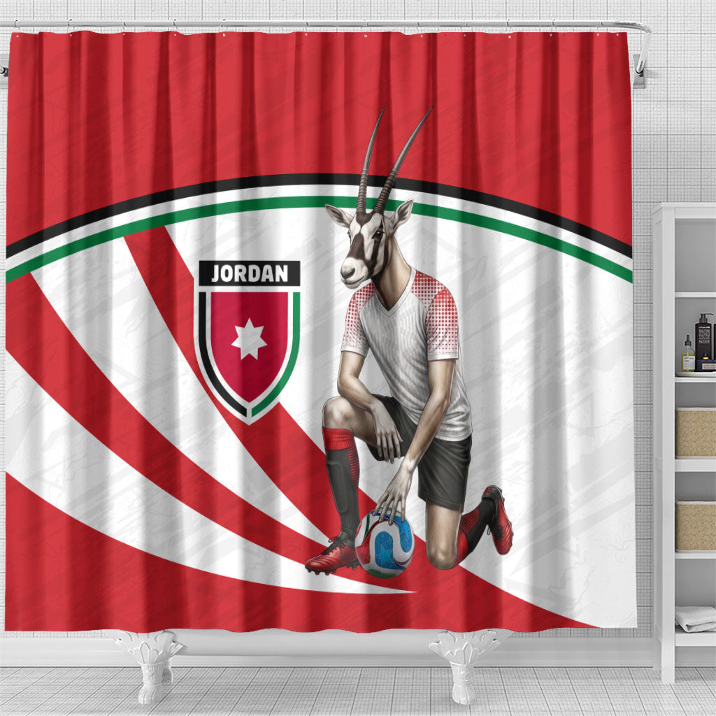 Jordan Football Oryx Mascot Shower Curtain Patriotic Diagonal Stripe Athletic Graphic