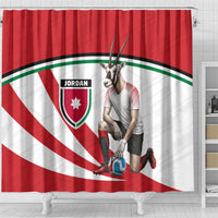 Jordan Football Oryx Mascot Shower Curtain Patriotic Diagonal Stripe Athletic Graphic