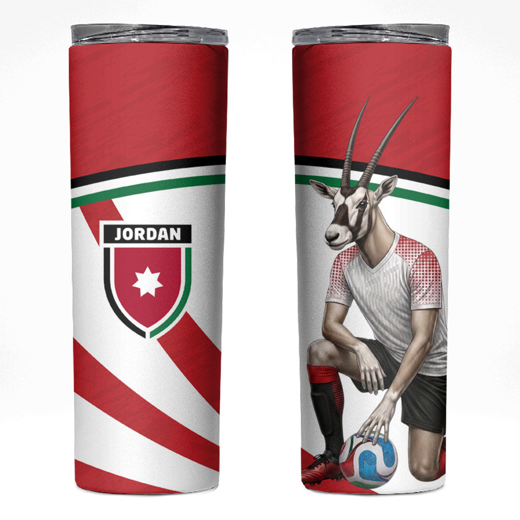 Jordan Football Oryx Mascot Skinny Tumbler Patriotic Diagonal Stripe Athletic Graphic