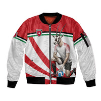 Personalized Jordan Football Oryx Mascot Sleeve Zip Bomber Jacket Patriotic Diagonal Stripe Athletic Graphic