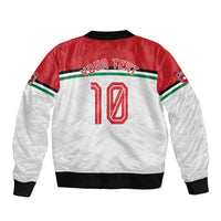 Personalized Jordan Football Oryx Mascot Sleeve Zip Bomber Jacket Patriotic Diagonal Stripe Athletic Graphic