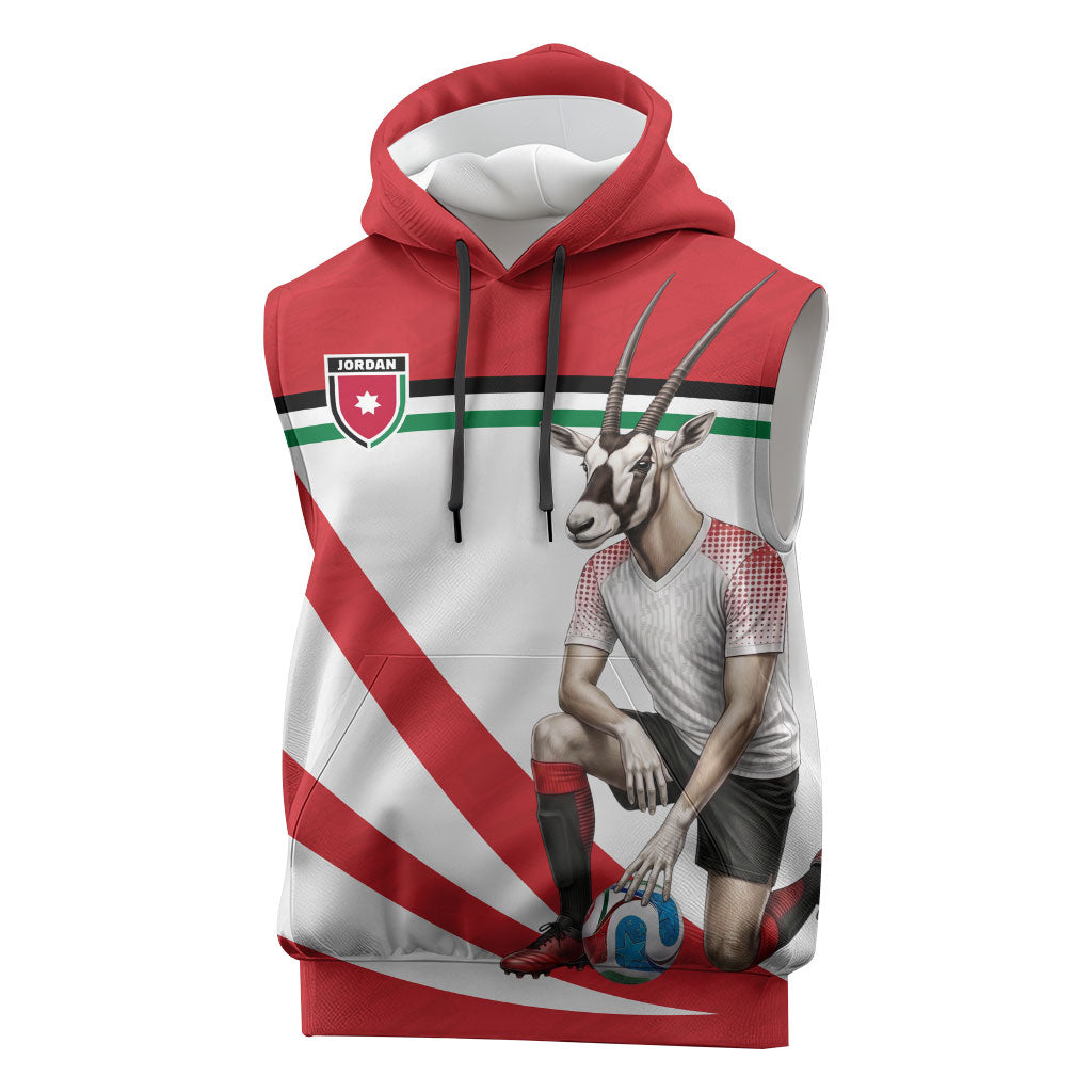 Personalized Jordan Football Oryx Mascot Sleeveless Hoodie Patriotic Diagonal Stripe Athletic Graphic