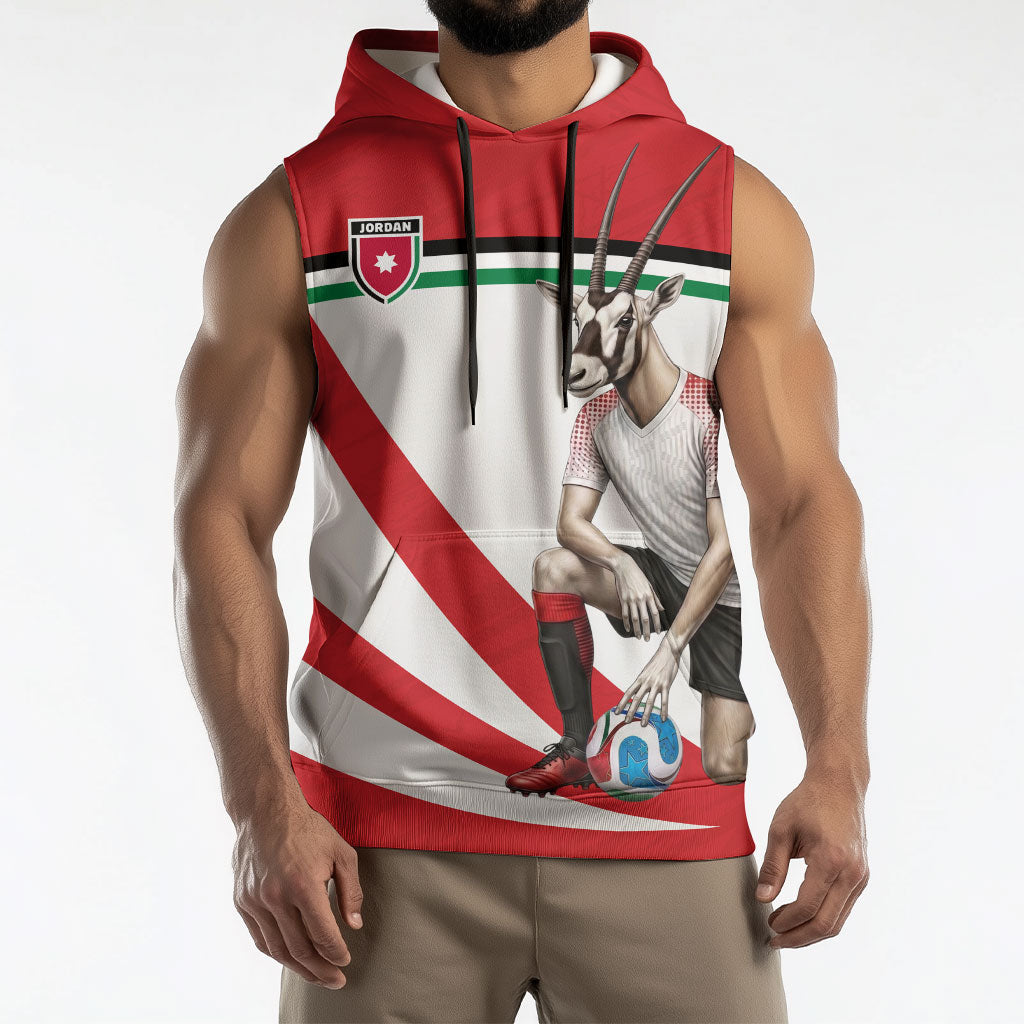 Personalized Jordan Football Oryx Mascot Sleeveless Hoodie Patriotic Diagonal Stripe Athletic Graphic
