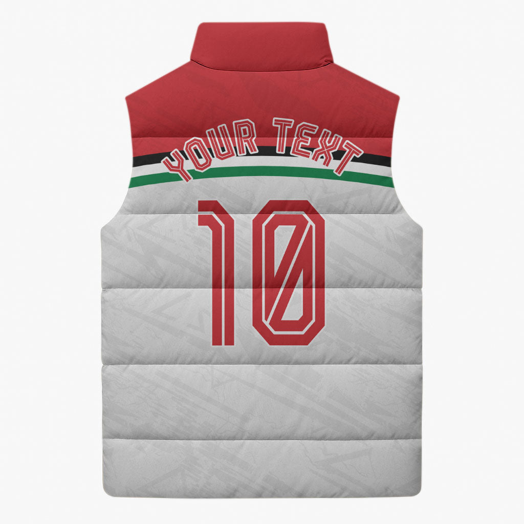Personalized Jordan Football Oryx Mascot Sleeveless Puffer Jacket Patriotic Diagonal Stripe Athletic Graphic