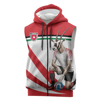 Personalized Jordan Football Oryx Mascot Sleeveless Zip Hoodie Patriotic Diagonal Stripe Athletic Graphic