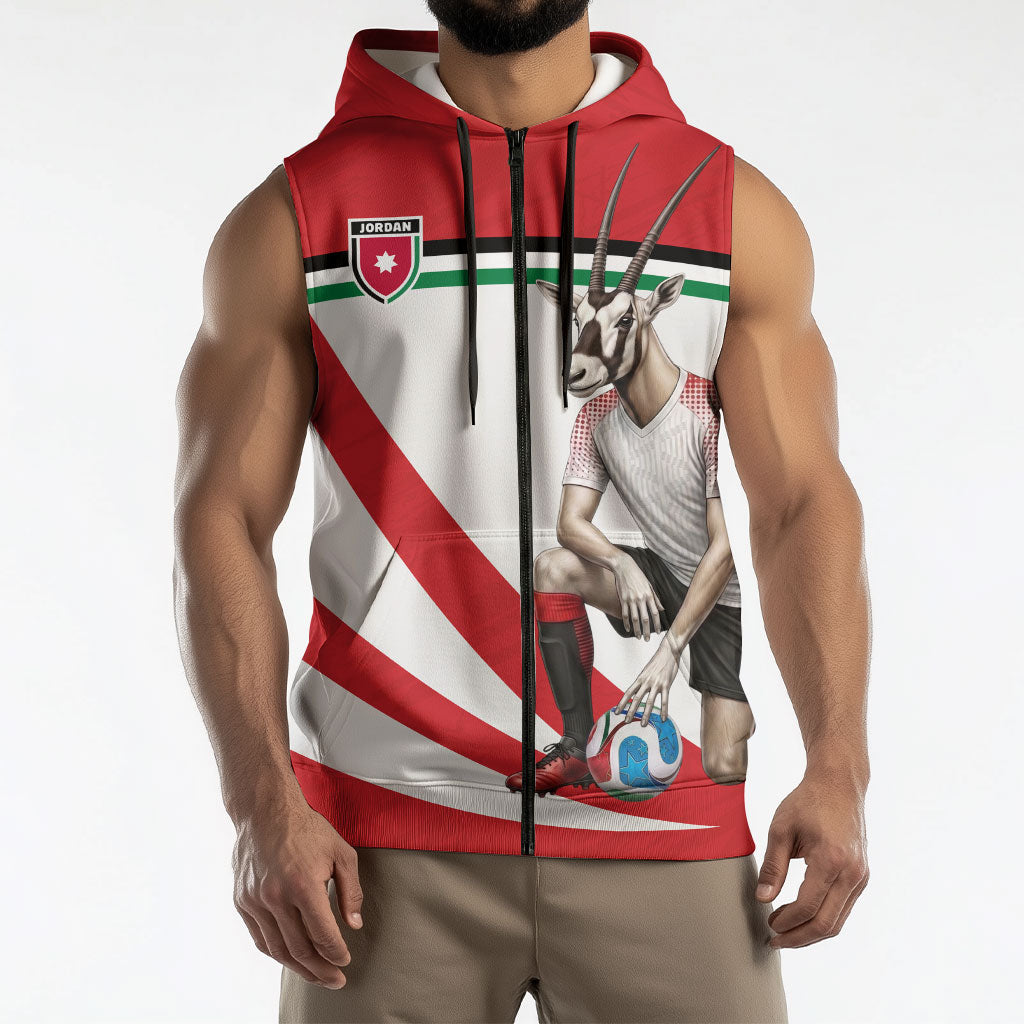 Personalized Jordan Football Oryx Mascot Sleeveless Zip Hoodie Patriotic Diagonal Stripe Athletic Graphic