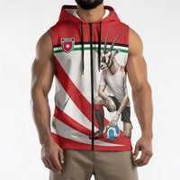 Personalized Jordan Football Oryx Mascot Sleeveless Zip Hoodie Patriotic Diagonal Stripe Athletic Graphic