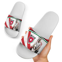 Jordan Football Oryx Mascot Slide Sandals Patriotic Diagonal Stripe Athletic Graphic