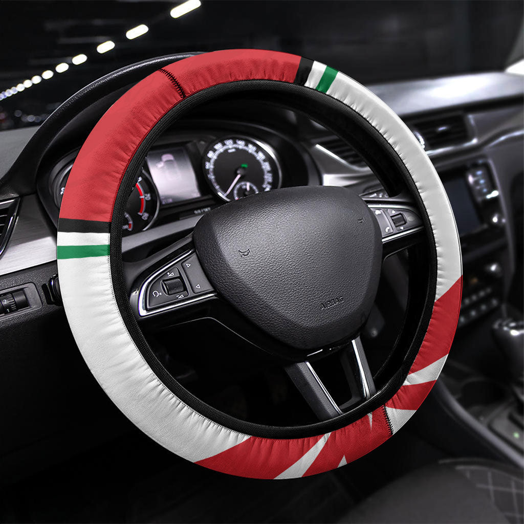 Jordan Football Oryx Mascot Steering Wheel Cover Patriotic Diagonal Stripe Athletic Graphic