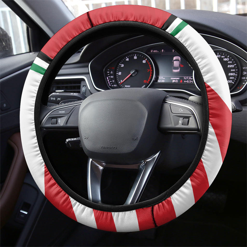 Jordan Football Oryx Mascot Steering Wheel Cover Patriotic Diagonal Stripe Athletic Graphic