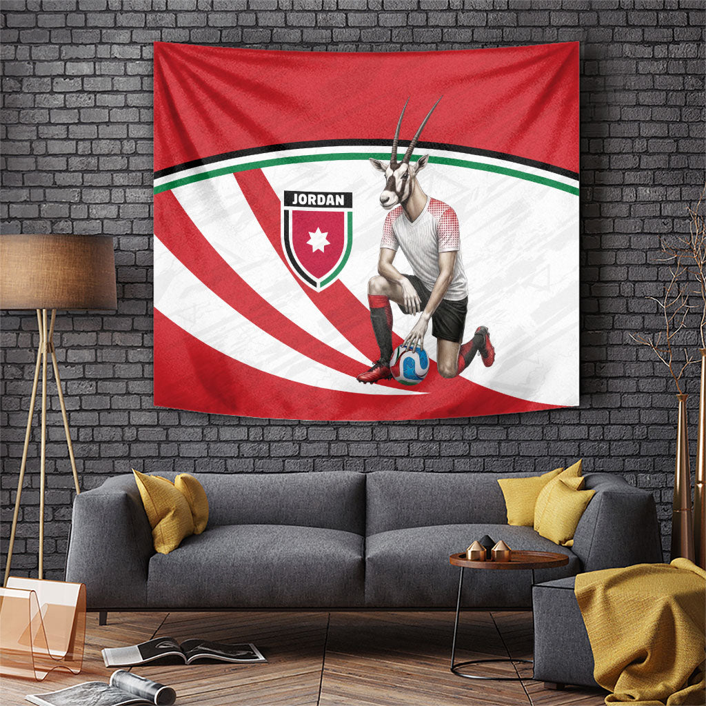 Jordan Football Oryx Mascot Tapestry Patriotic Diagonal Stripe Athletic Graphic