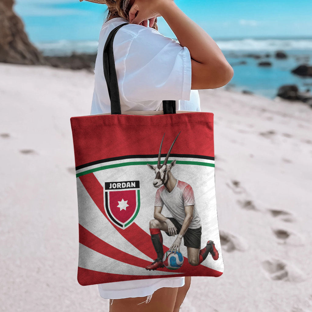 Jordan Football Oryx Mascot Tote Bag Patriotic Diagonal Stripe Athletic Graphic