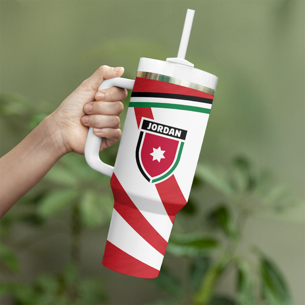 Jordan Football Oryx Mascot Tumbler With Handle Patriotic Diagonal Stripe Athletic Graphic