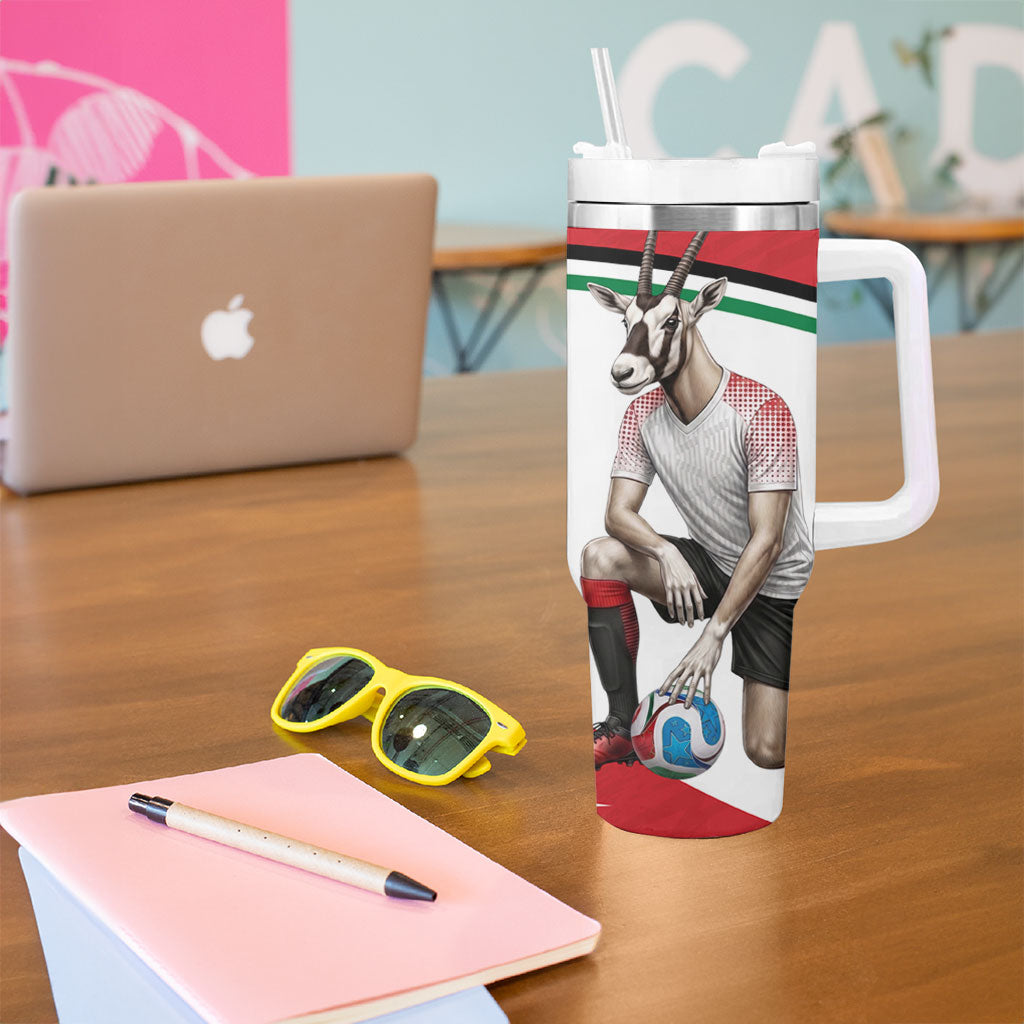 Jordan Football Oryx Mascot Tumbler With Handle Patriotic Diagonal Stripe Athletic Graphic
