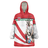 Personalized Jordan Football Oryx Mascot Wearable Blanket Hoodie Patriotic Diagonal Stripe Athletic Graphic