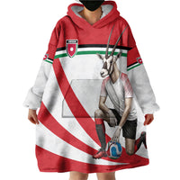 Personalized Jordan Football Oryx Mascot Wearable Blanket Hoodie Patriotic Diagonal Stripe Athletic Graphic