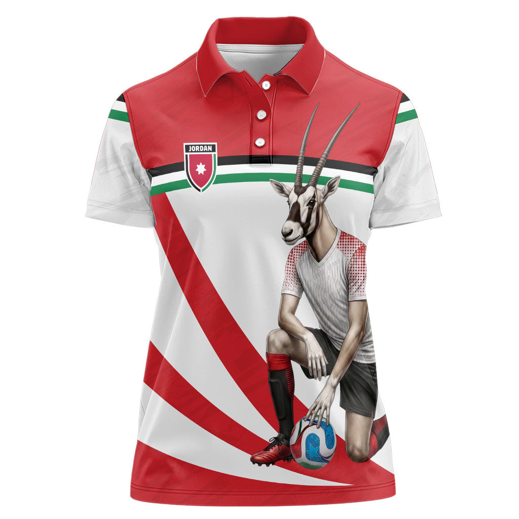 Personalized Jordan Football Oryx Mascot Women Polo Shirt Patriotic Diagonal Stripe Athletic Graphic