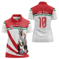 Personalized Jordan Football Oryx Mascot Women Polo Shirt Patriotic Diagonal Stripe Athletic Graphic