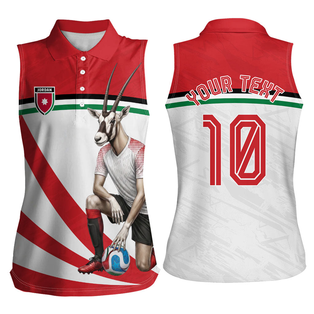 Personalized Jordan Football Oryx Mascot Women Sleeveless Polo Shirt Patriotic Diagonal Stripe Athletic Graphic
