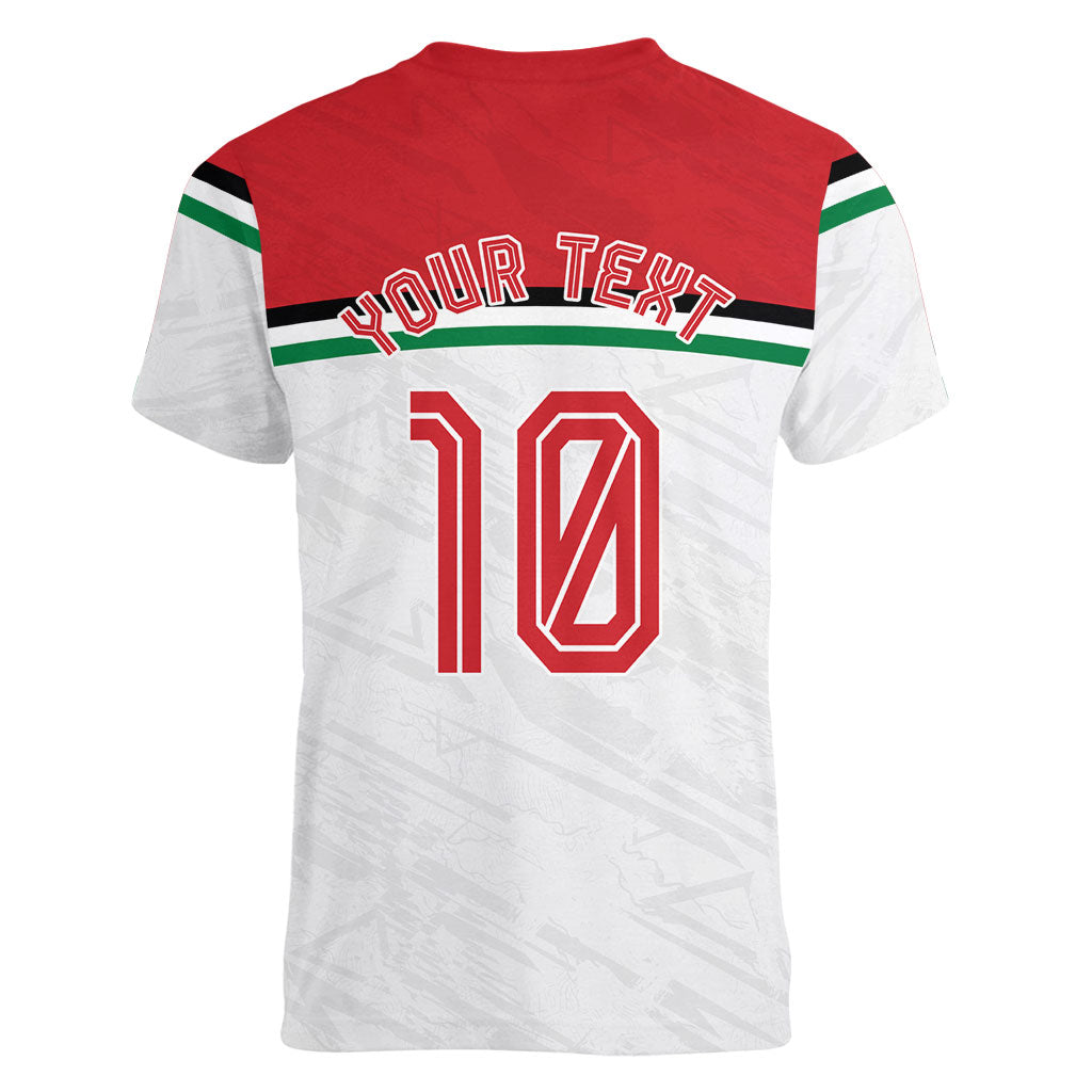 Personalized Jordan Football Oryx Mascot Women V-Neck T-Shirt Patriotic Diagonal Stripe Athletic Graphic