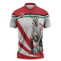 Personalized Jordan Football Oryx Mascot Zipper Polo Shirt Patriotic Diagonal Stripe Athletic Graphic
