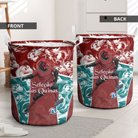 Portugal Football Laundry Basket Selecao das Quinas Rooster Mascot Ornate Marble Swirl