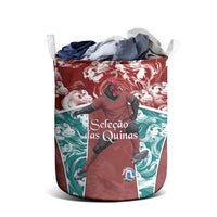 Portugal Football Laundry Basket Selecao das Quinas Rooster Mascot Ornate Marble Swirl