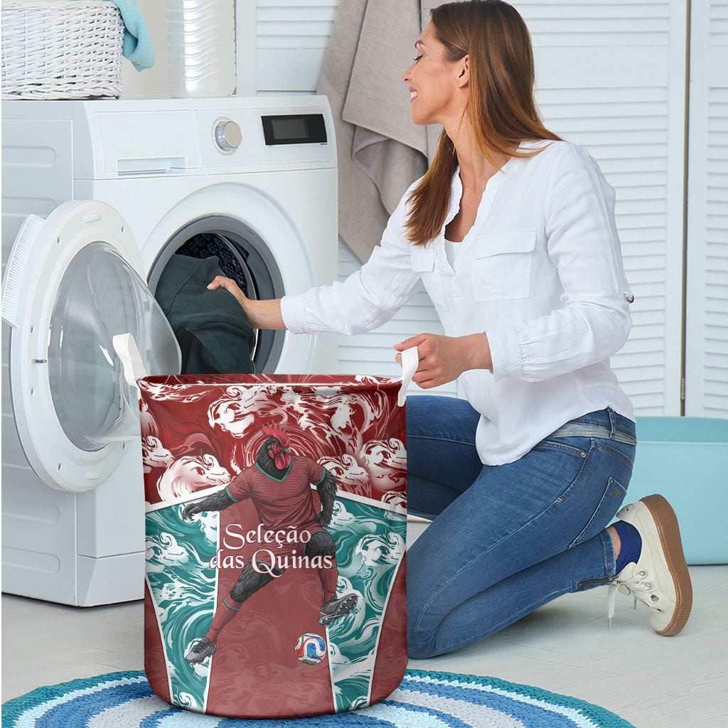 Portugal Football Laundry Basket Selecao das Quinas Rooster Mascot Ornate Marble Swirl