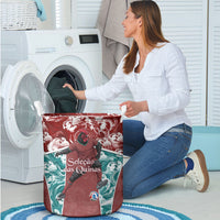 Portugal Football Laundry Basket Selecao das Quinas Rooster Mascot Ornate Marble Swirl