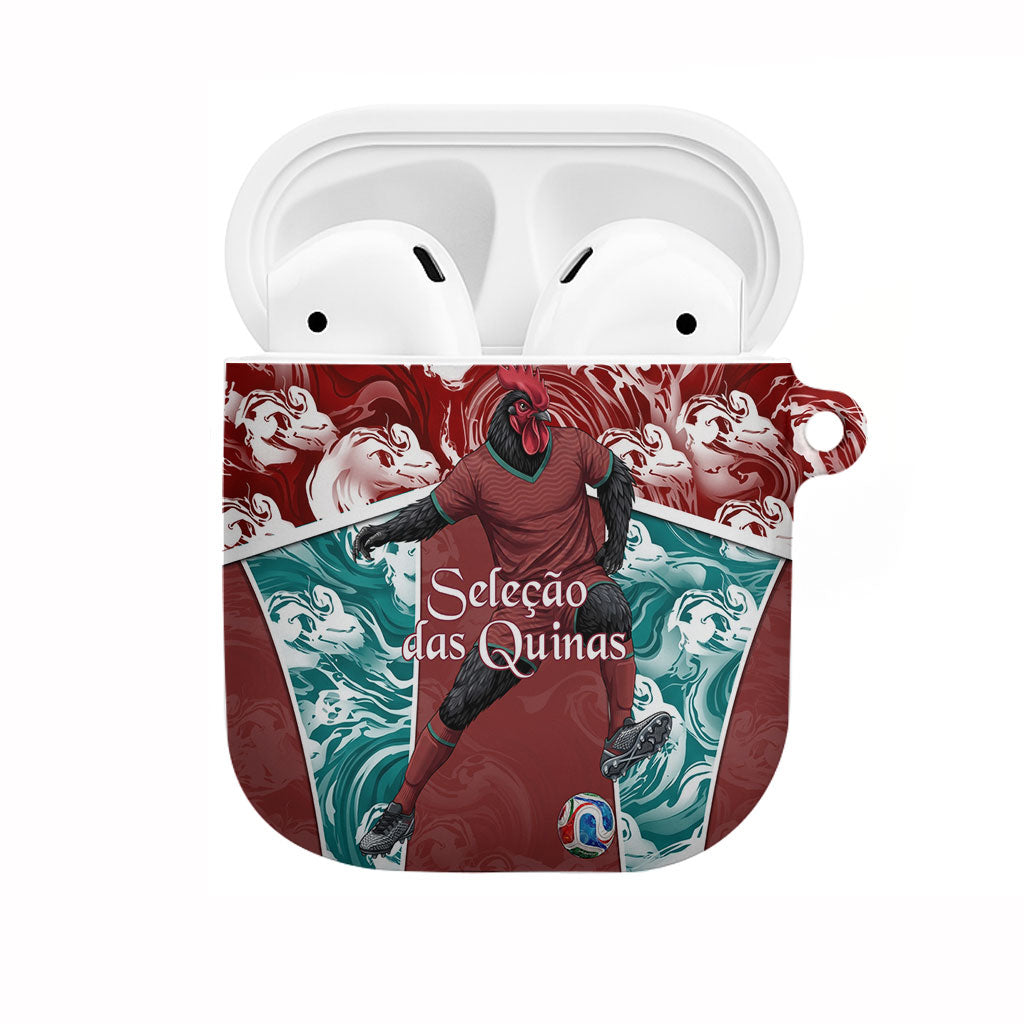 Portugal Football AirPods Case Selecao das Quinas Rooster Mascot Ornate Marble Swirl