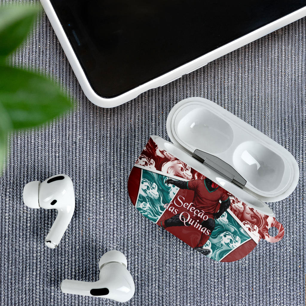 Portugal Football AirPods Case Selecao das Quinas Rooster Mascot Ornate Marble Swirl