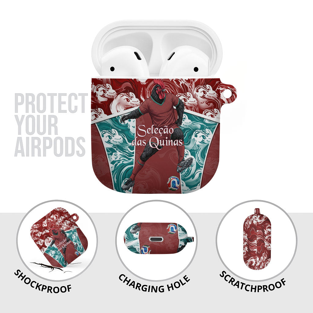 Portugal Football AirPods Case Selecao das Quinas Rooster Mascot Ornate Marble Swirl