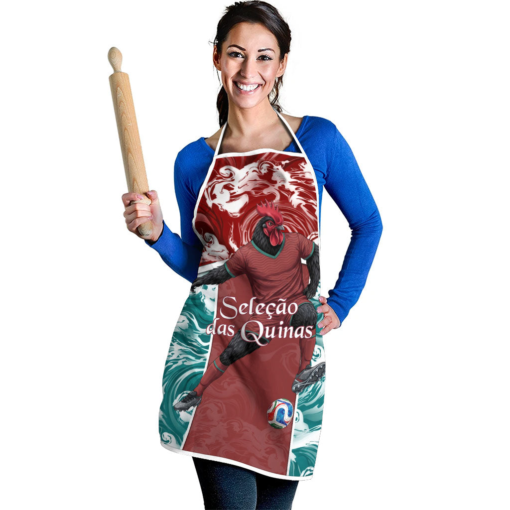 Portugal Football Apron Selecao das Quinas Rooster Mascot Ornate Marble Swirl